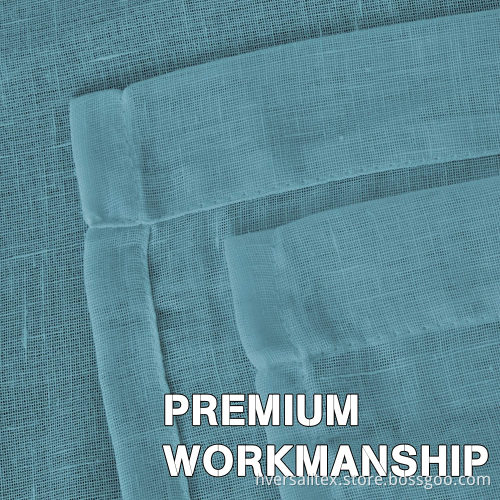 Elegant Light Filtering Turquoise Semi Sheer Linen Curtains
